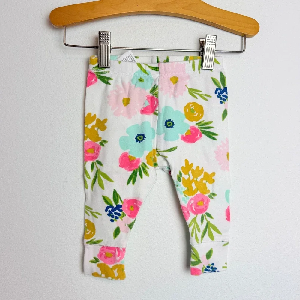 Cloud Island Baby Girl Floral Bodysuit and Leggings Set 3-6M White Pink Teal